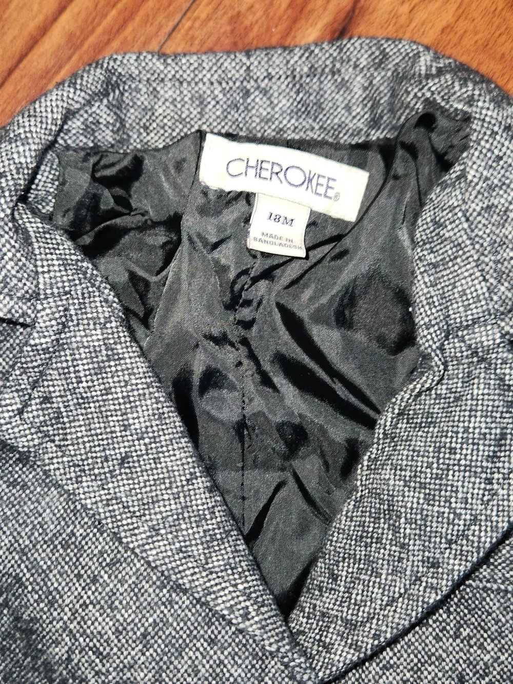 Cherokee Kids' Gray Herringbone Blazer Jacket, Size 18M
